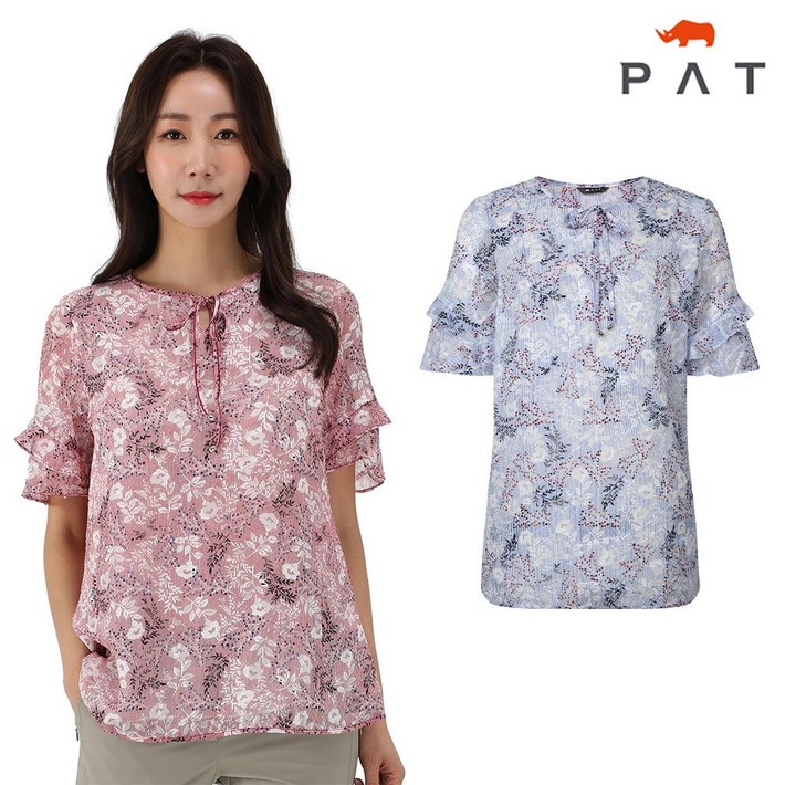 PAT 플라워 프린트 리본 블라우스 1H45310