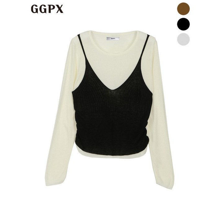 GGPX 배색 뷔스티에 레이어드형 포인트 니트  GO8KP033F