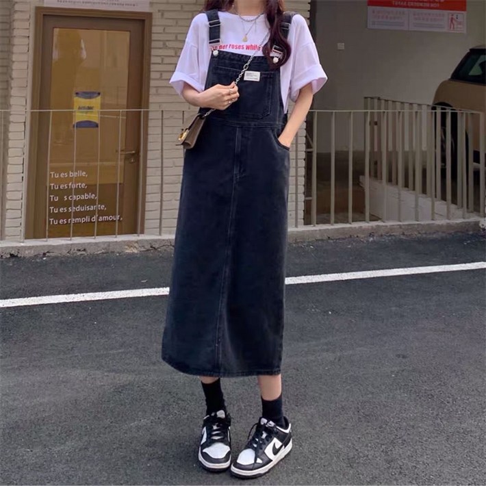 여성용 데님 멜빵 스커트 빅사이즈 박시 a라인 멜빵 원피스 F70271 여성용 데님 멜빵 스커트 빅사이즈 박시 a라인 멜빵 원피스 F70271