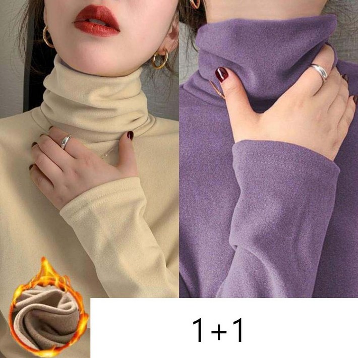 11 여자 기모 티셔츠 슬림핏 보온 목폴라 긴팔티 2매입 가을 겨울 여성 긴팔 티셔츠 CJJ