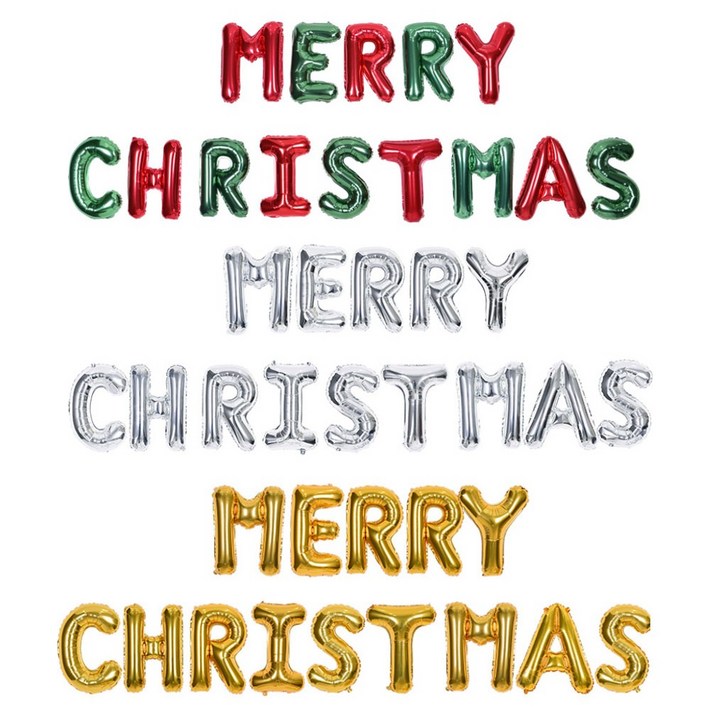 메리크리스마스 은박 풍선세트 크리스마스 가랜드 MERRY CHRISTMAS 3COLOR, 레드그린