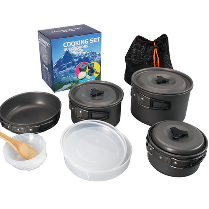 SUNFC 경질 코펠 5인용 6인용 풀셋 구성 캠핑 낚시 코펠, 1개, 단일색상