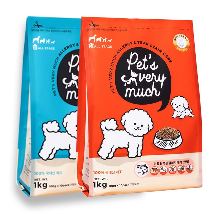 페츠베리머치 강아지사료 눈물사료 눈물자국 알러지 사료 연어 오리 1kg, 2사료 오리1kg