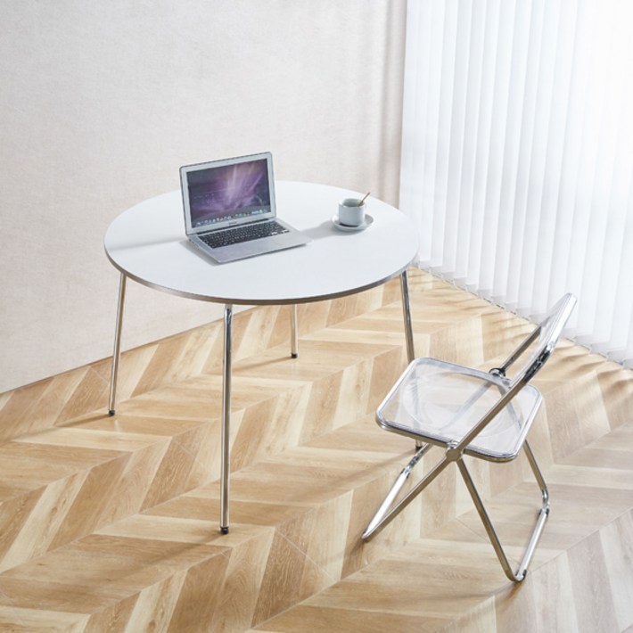 나인홈 프롬 모던 테이블 미드센추리 실버 엣지 다이닝 원형식탁 1000