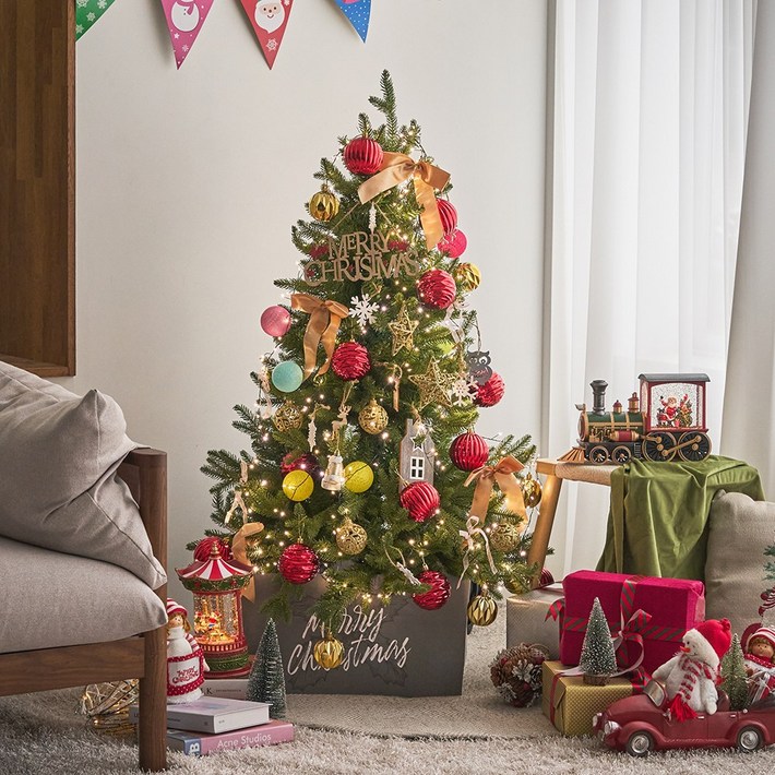 비솜 그레이트 120cm 트리 풀세트 400P 미리내전구 보관가방 크리스마스 완제품, 전구블랙