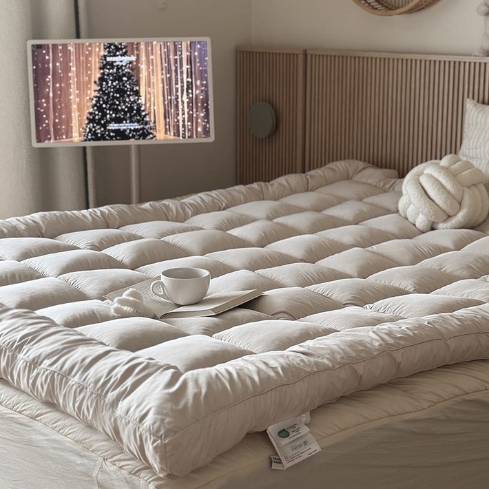 누잠 스프링 토퍼 매트리스, 1개, 아이보리