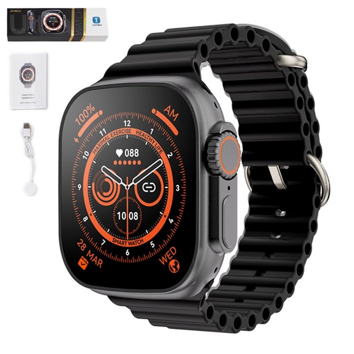ZD8 PRO 다기능 블루투스 스마트워치 2.2인치 대화면 스포츠워치, 블랙, 5.33cm, 블루투스