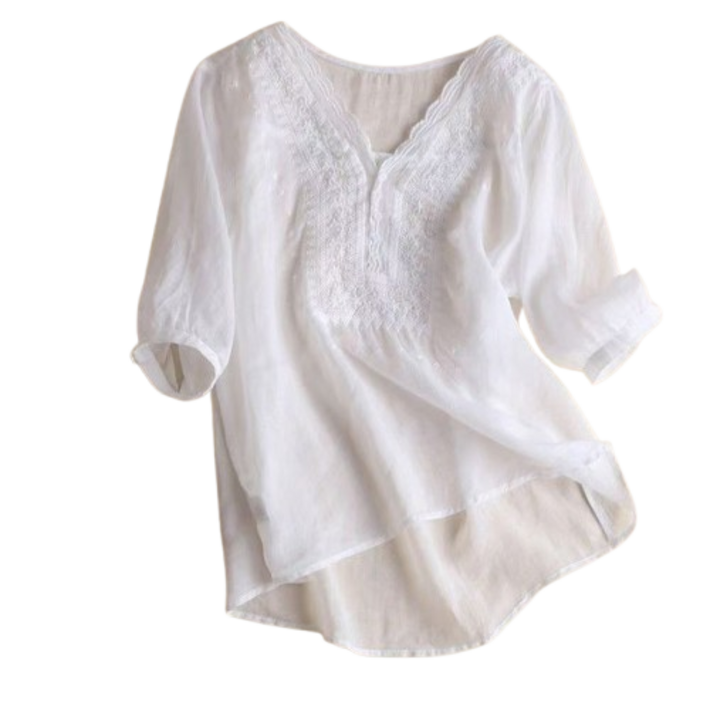 Sorpci 여성 린넨 반팔 블라우스