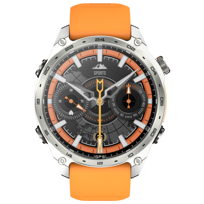 한국어 문자판 HUADAI HD300PRO 다기능 아웃도어 스마트워치 GPS내장 NFC결제 지원 오프라인지도 건강관리 방수 피트니스 시계, GPS  블루투스, 36.3mm, 오렌지 선물상자 포함