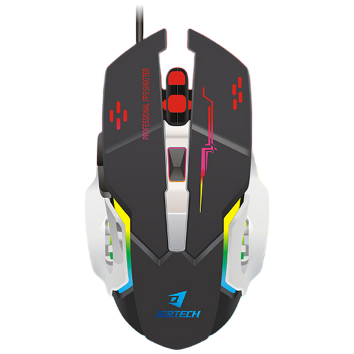 JERTECH JR810 유선 게이밍 마우스 무음 led 백라이트, 블랙