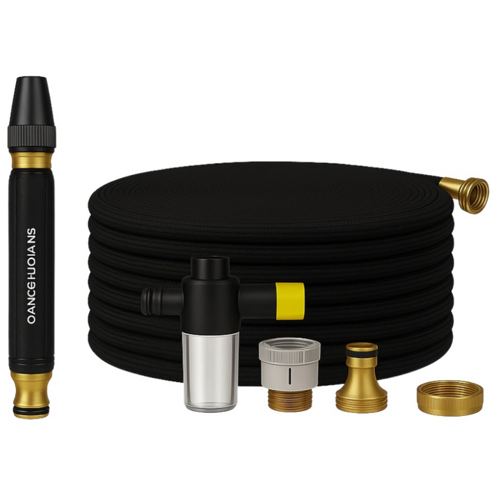 고압 물분사기 세차기 필수품 베란다 정원 청소 호스 다기능 꼬임방지 분사기 금속 스프레이건 세트, 30m, 1세트