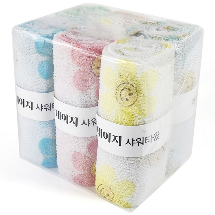 국내생산 까슬시원한 데이지 샤워타올, 1세트, 6개입, 혼합색상