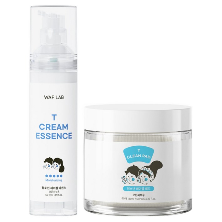 와프랩 티 청소년 클린 토너 패드크림 에센스 수부지 청소년 유수분 밸런스 케어 세트, 1개, 130ml