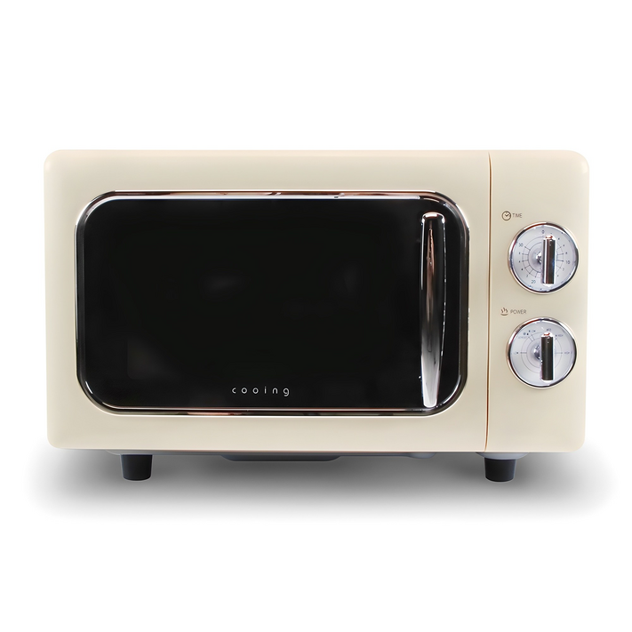 쿠잉전자 레트로 전자레인지 다이얼식 20L 퓨어크림, MCRCR20A