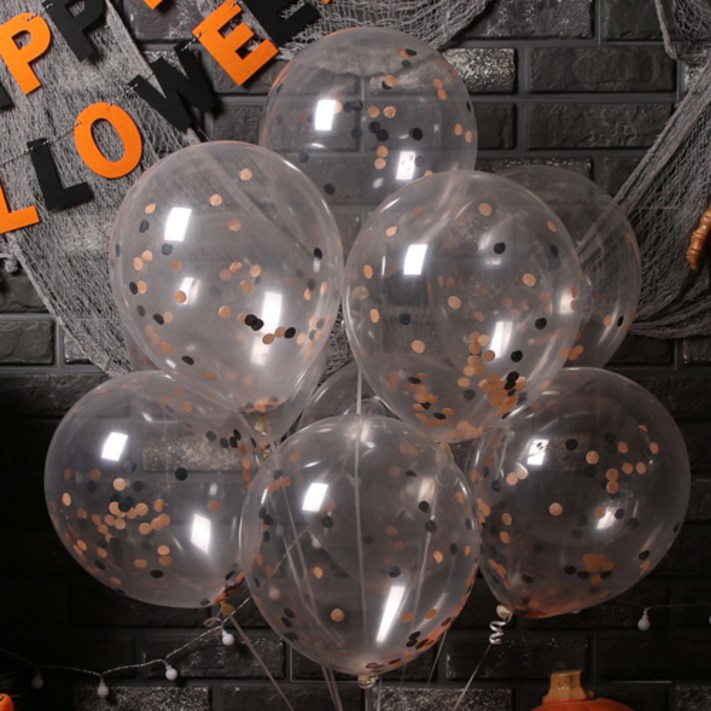 파티해 모던믹스 컨페티풍선 20p  손펌프 랜덤발송 컬링리본  스펀지닷 세트, 할로윈, 1세트