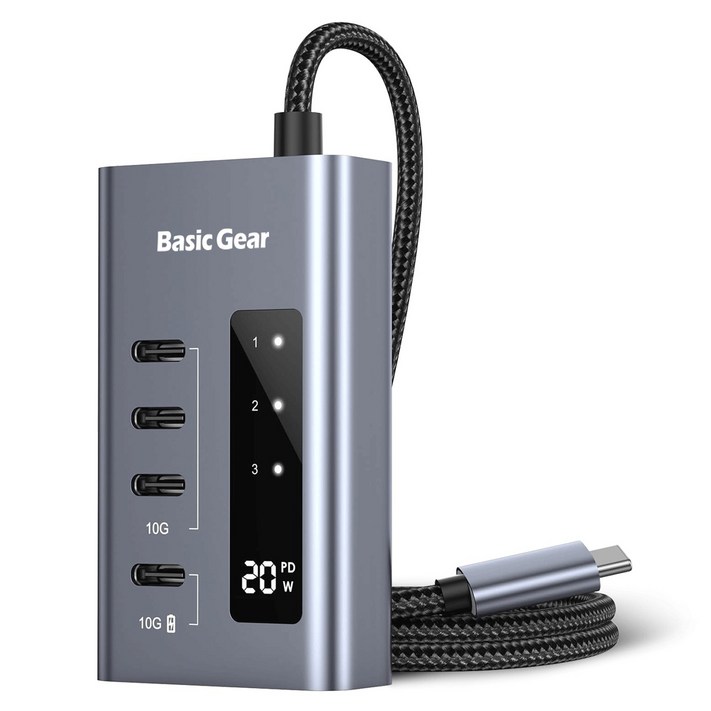 베이직기어 C타입 10Gbps 4포트 PD 충전 USB허브 베이직기어 C타입 10Gbps 4포트 PD 충전 USB허브