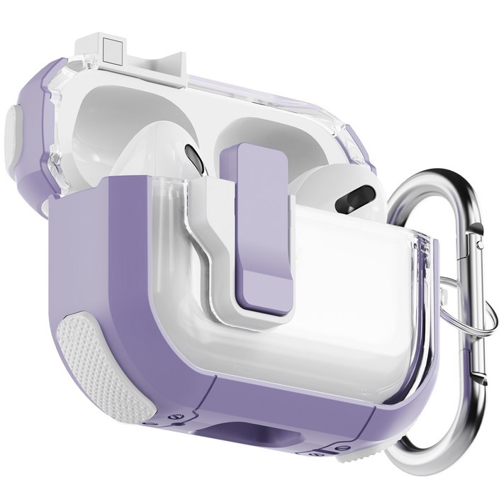 누아트 분실방지 잠금기능 마그네틱 락 범퍼 케이스, 에어팟 프로2  에어팟 프로, 라벤더, 1개