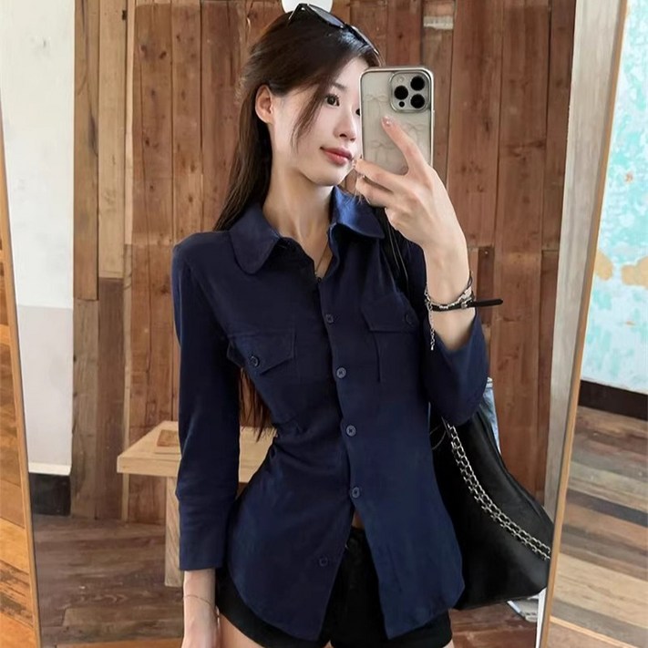 어썸풀 여성용 리버스 크롭 셔츠 A25SPST121922