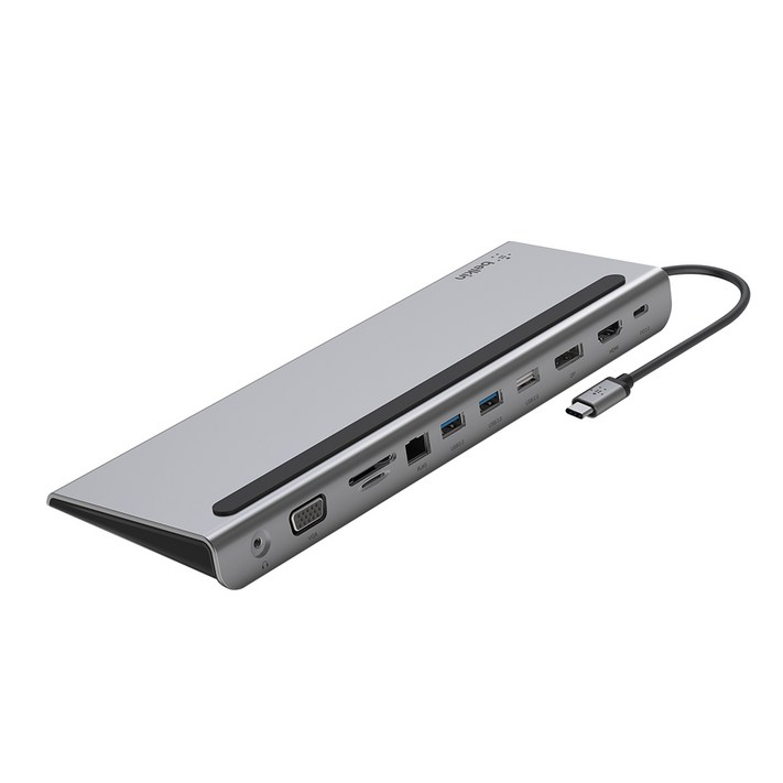 벨킨 connect USB C타입 11 in 1 멀티 포트 허브 독 INC004bt, 그레이, 1개