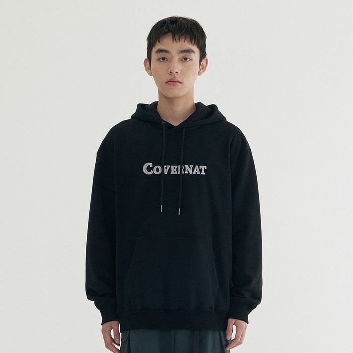 커버낫 남녀공용 센터 로고 후드티