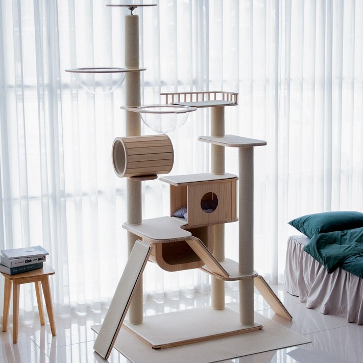 가르르 원목 고양이 캣타워 캣폴 갤럭시 캣타워, 아이보리
