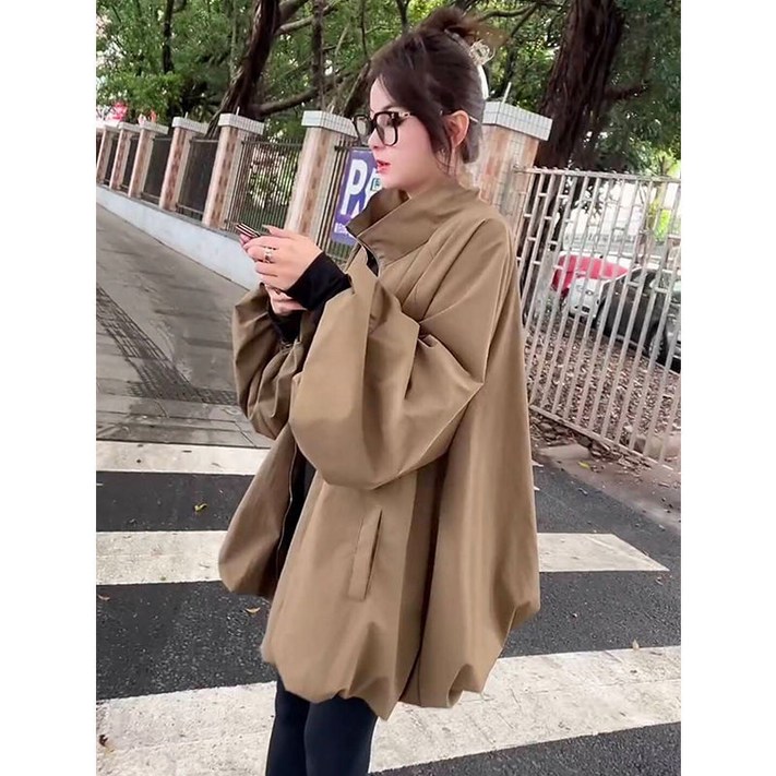 COSYEVNO 여성 트렌치코트 가을 하프 퍼프소매 루즈핏 캐주얼 코트 CXJwt05