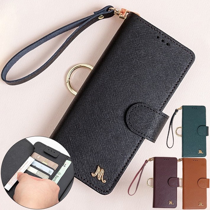 갤럭시 Z폴드5 천연소가죽 스트랩 지갑 케이스