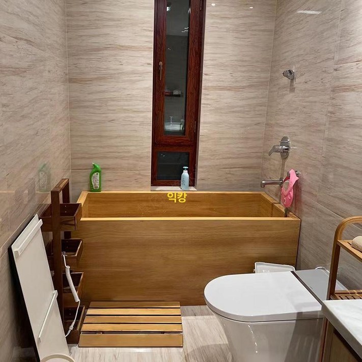 편백 욕조 히노끼탕 스파 대형 가정용 자쿠지 사우나, 1개, 오크 2인용 1900x1600x650