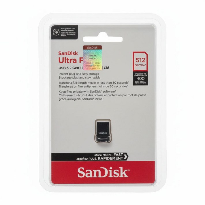 샌디스크 울트라핏 USB 3.2 Gen1 전송속도 400MBs이상 512GB, 1개, 512GB