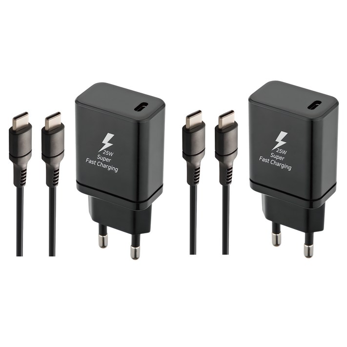 지파워 PD25W C타입 초고속 충전기  케이블 세트, 블랙, 2세트