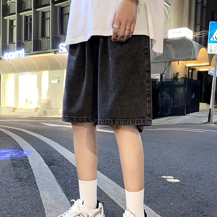 남자 흑청 버뮤다 밴딩 반바지