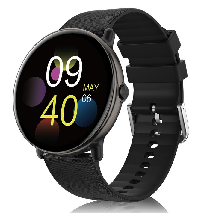 크리스마스 특가Wapik 와피크 블루투스 통화 스마트워치 Y6 AMOLED AOD기능, 블랙