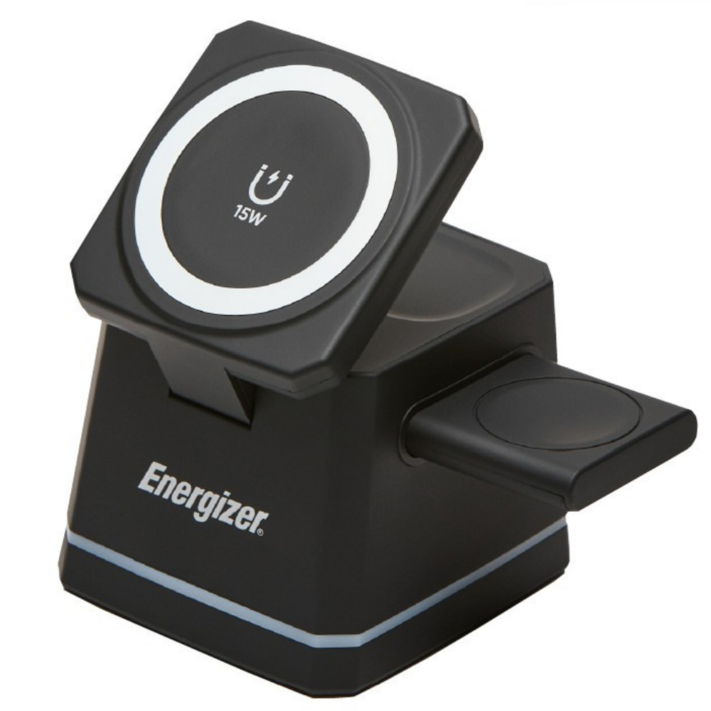 에너자이저 3in1 무선충전기 고속충전기 맥세이프 충전기, 1개, 블랙