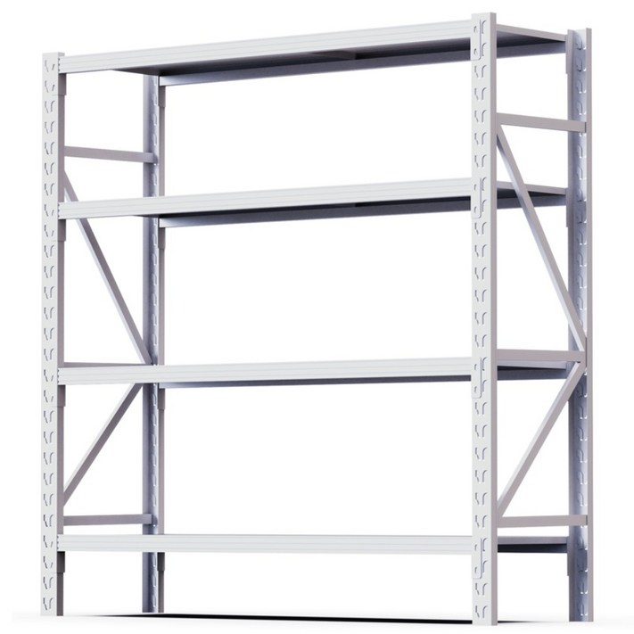 코랙코리아 킹랙라이트 단당100kg 고릴라랙 앵글선반 철제선반 진열대, 4단, 화이트