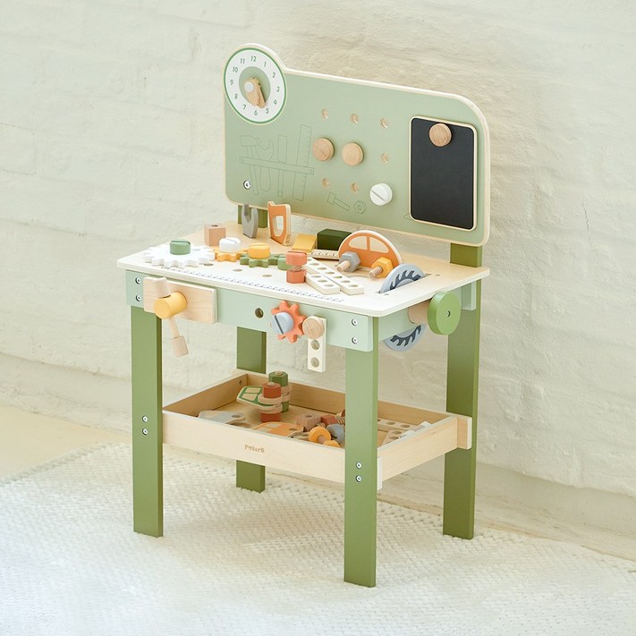 폴라비 원목 프리미엄 테이블 공구놀이 나무블럭 교구 역할놀이 장난감 풀세트, 1개