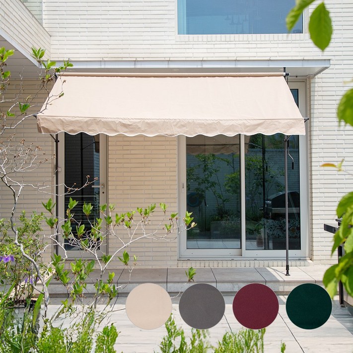 무타공 접이식 어닝 기둥식 수동 어닝 테라스 천막 차양막 비가림막