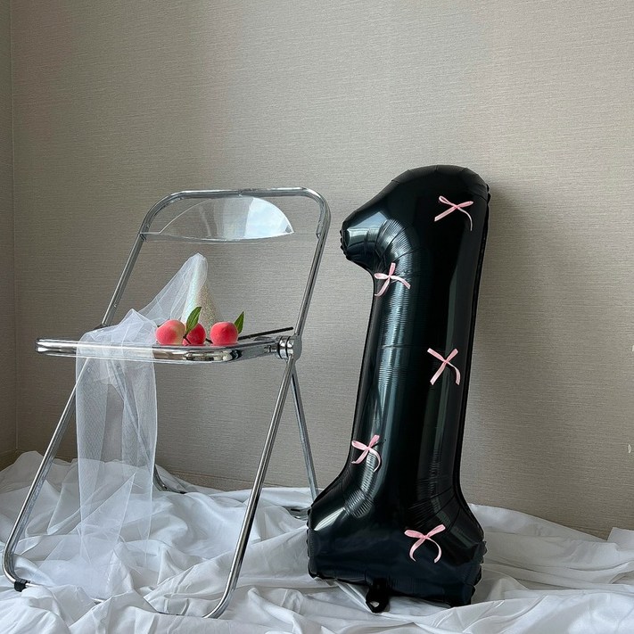 숫자풍선 생일풍선 대형 리본 생일파티용품 이벤트, 블랙핑크리본 숫자풍선 생일풍선 대형 리본 생일파티용품 이벤트, 블랙핑크리본