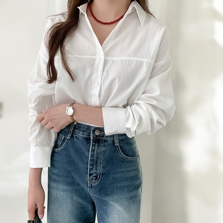 여성 루즈핏 오버핏 화이트 셔츠 블라우스