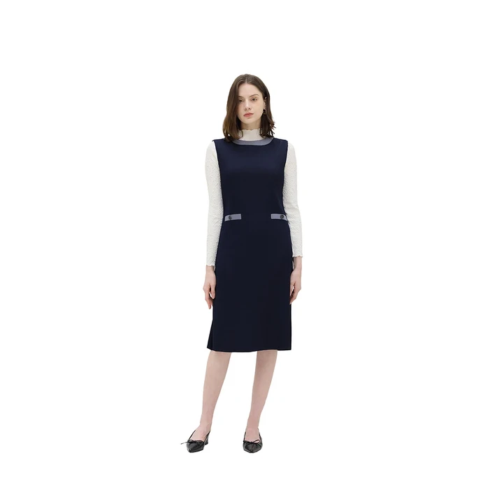 요이츠 여성 플리츠 드레스  네이비 코스트코코리아정품