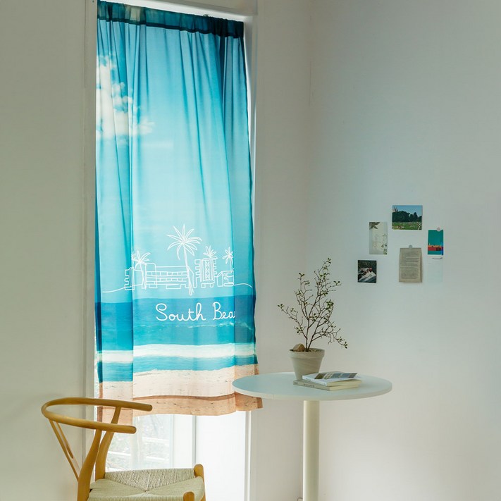 까르데코 공간분리 파티션 방문 도어 창문 DTP프린트 쉬폰 가리개커튼2size