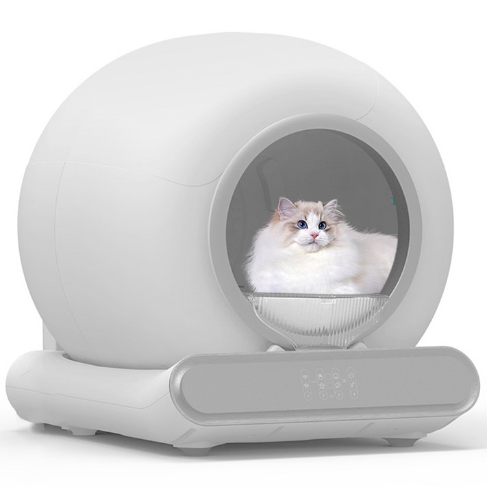 HESUNYI 스마트 고양이 자동 화장실 APP연동 MSP04 배변봉투 포함, 화이트, 1개