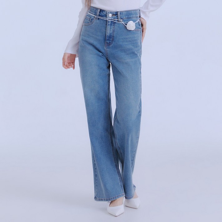로엠 여성용 스트레이트 데님 바지