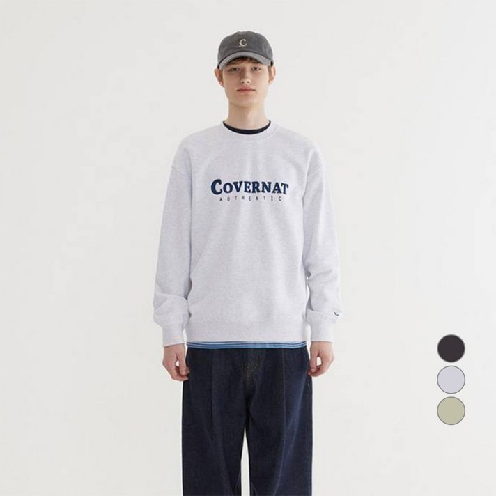 커버낫 남녀공용 어센틱 로고 맨투맨