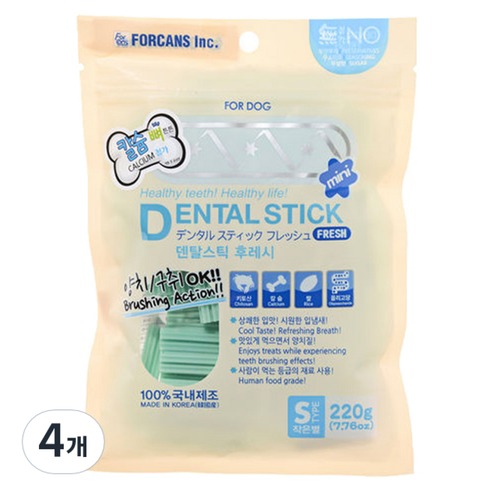 포켄스 반려견용 덴탈스틱 후레시, 후레시, 220g, 4개