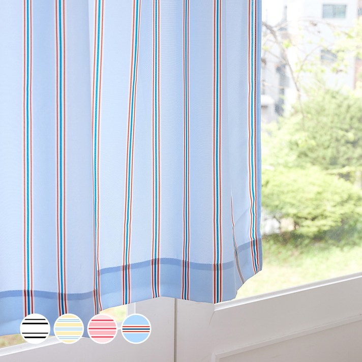 더자리 미드센츄리 모던스트라이프 가리개 커튼