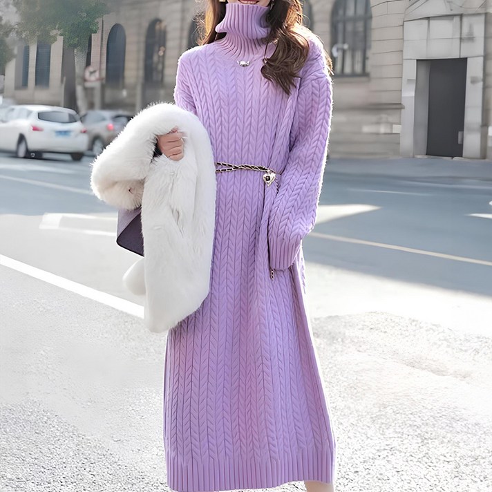 페이퍼먼츠 아르든 터틀넥 트위스트 니트 원피스 12116