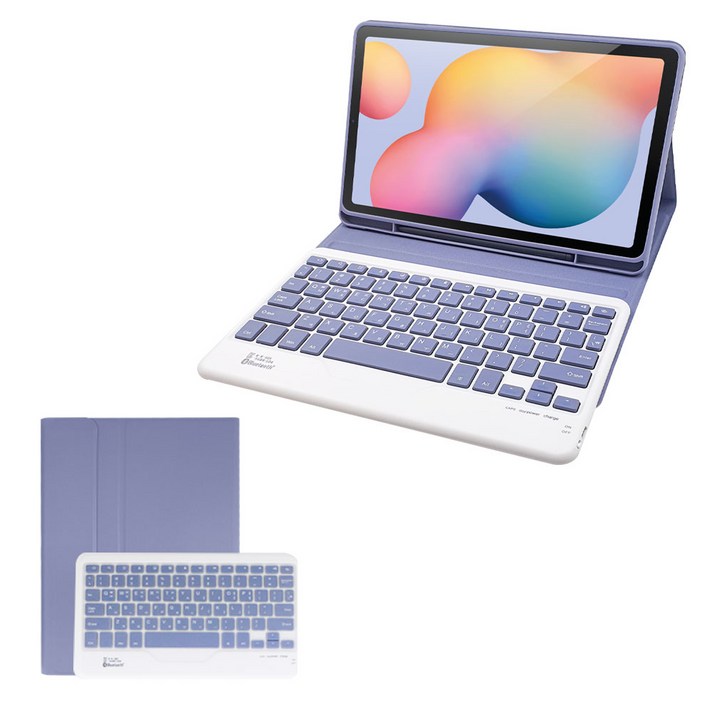 삼성 갤럭시탭 아이패드 콤비 블루투스 키보드 케이스 북커버 S펜수납, 라벤더, 1개