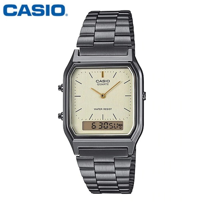 카시오 시계 AQ230GG9A 손목시계 남녀공용 메탈밴드 듀얼타임 CASIO 정품