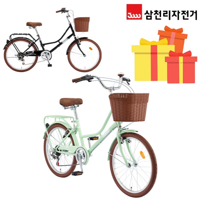 삼천리 완조립 2024 선데이 22인치 7단 주니어 여성 시티형 클래식 바구니 자전거, 24년형핑크클레이 삼천리 완조립 2024 선데이 22인치 7단 주니어 여성 시티형 클래식 바구니 자전거, 24년형핑크클레이