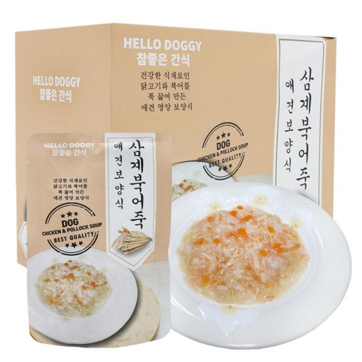 헬로도기 참좋은간식 삼계죽, 삼계북어 혼합맛, 80g, 10개 헬로도기 참좋은간식 삼계죽, 삼계북어 혼합맛, 80g, 10개